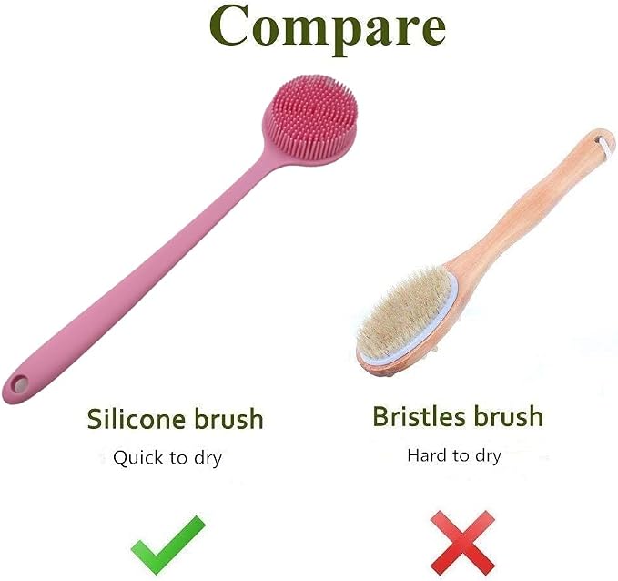 Silicone Body Scrubber, Long Handle Back Scrubber - Image 5
