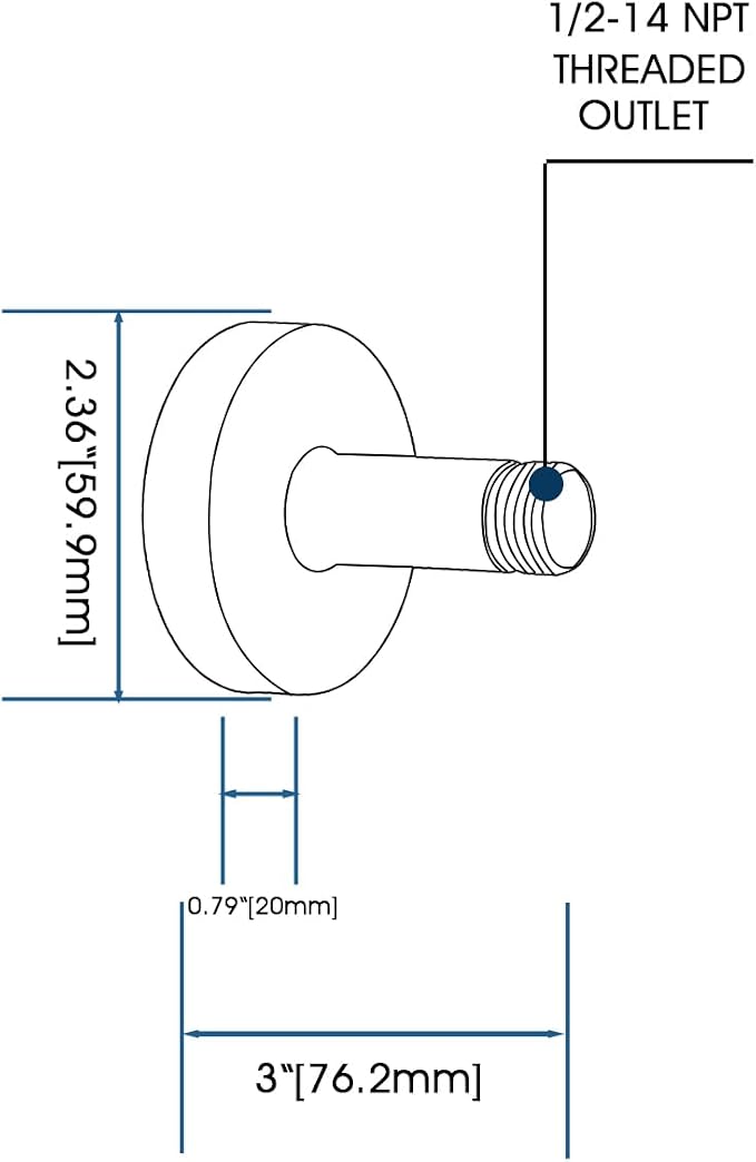 3 Inch Shower Arm with Flange and Stabilizer Bracket, Ceiling Mount Replacement - Image 4