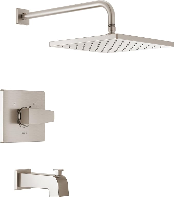 Delta Faucet Modern Raincan Square Single-Function Tub and Shower Trim Kit by DeltaFaucet