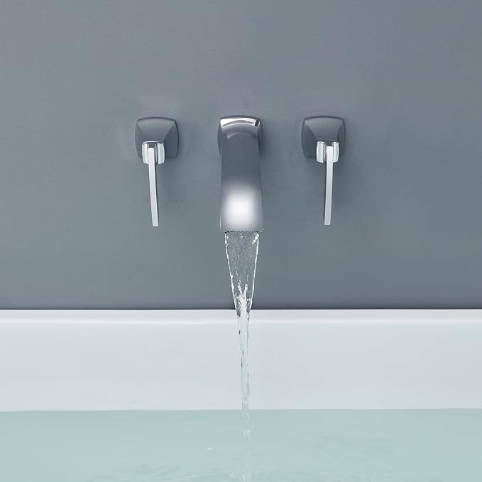 Tub Faucet Wall Mount Tub Filler Chrome High Flow Long Spout Reach Roman - Image 4