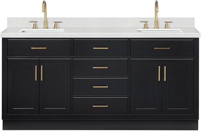 ARIEL Hepburn 72 in. Double Rectangle Sink Bathroom Vanity - Image 2