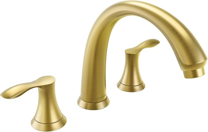 Lava Odoro Brushed Gold Roman Tub Faucet, 2 Handle Bathtub Faucet by LavaOdoro
