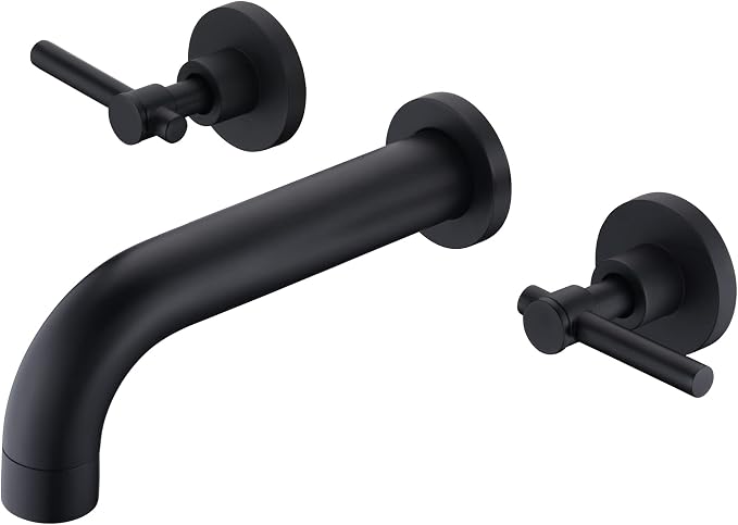 SUMERAIN Matte Black Bath Tub Faucet Set Wall Mount Bathtub Filler Two Handle by SUMERAINFAUCETS
