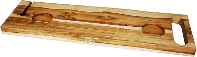 EcoDecors Eleganto 30" Live Edge Solid Teak Bath Caddy Tray - Image 2