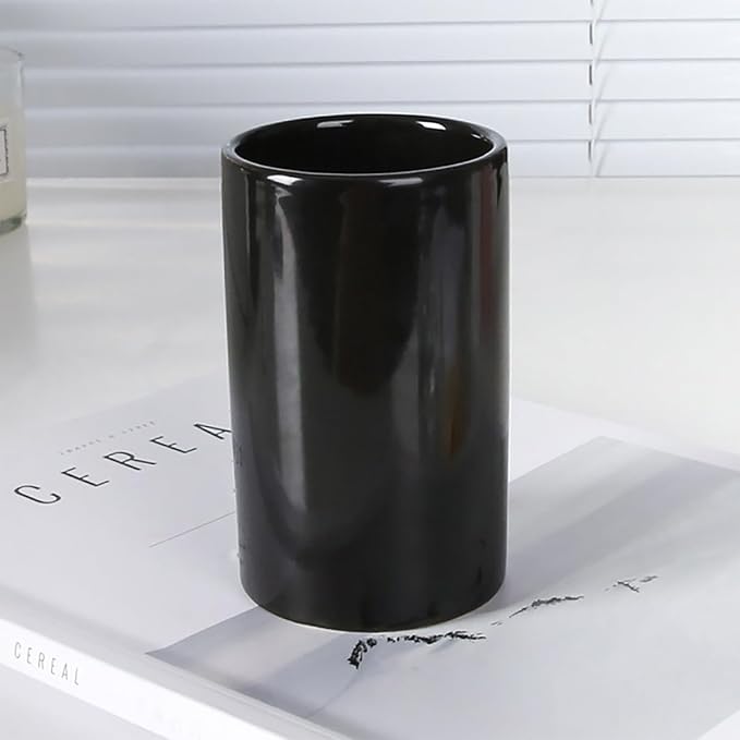 Black Ceramic Toothbrush Holder, Tumbler Cups Reusable Toothbrush Mouthwash Cup - Image 5