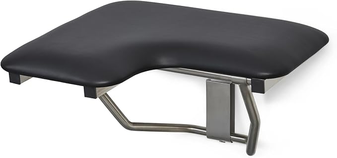 32" x 22.5" Black Padded Cushion Wall Mount Folding Right-Handed Transfer Bench by Seachrome