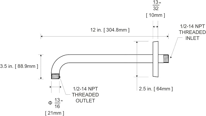 OFFO Shower Arm with Flange, 12 in Oil Rubbed Bronze Wall Mount Replacement - Image 7