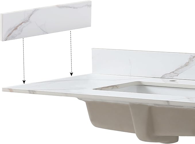 Montary 22"X4" Sintered Stone Sidesplash Artificial Marble Vanity Top Side - Image 2