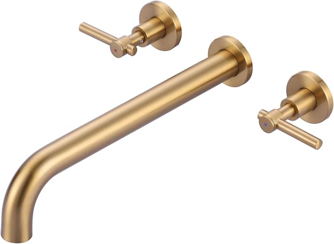ALEASHA Wall Mount Tub Filler Tub Faucet High Flow Bathtub Faucets Two Handles by ALEASHA