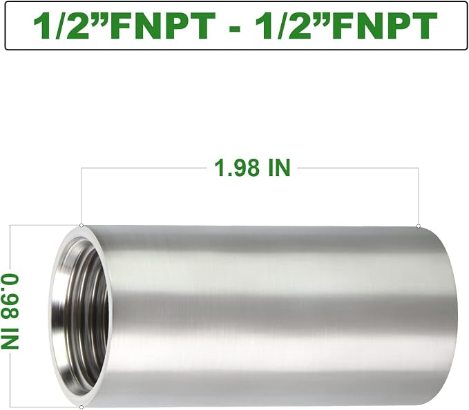 TAISHER 2PCS Stainless Steel Pipe Fittings, 1/2" NPT x 1/2" NPT Female Threaded - Image 4