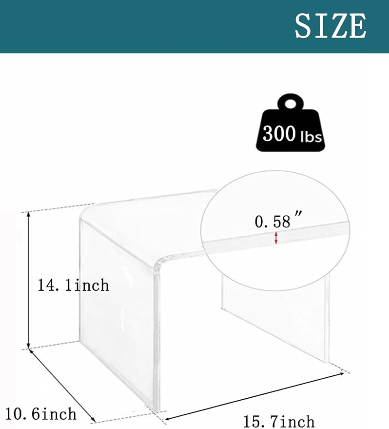 Acrylic 15 Inch Small Stool Set of 2, Seating and Placing Items - Image 2