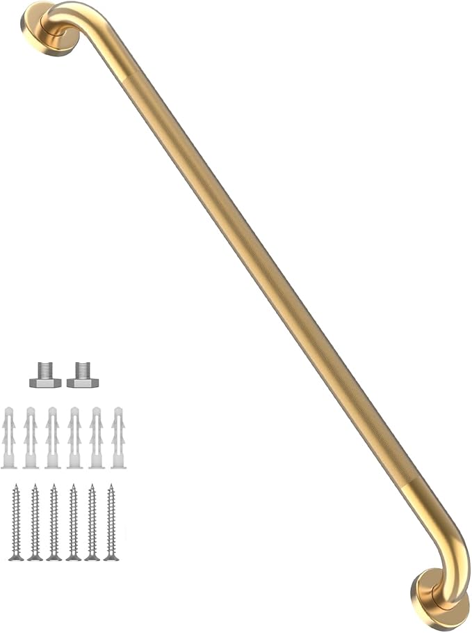 36 Inch Anti Slip Shower Grab Gold, Munzong Bathroom Grab Bar, Knurled Bathroom by Munzong