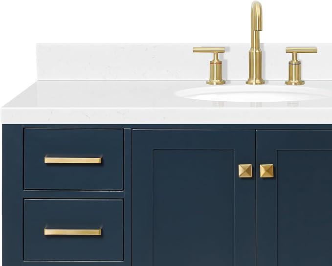ARIEL Cambridge 48" Midnight Blue Bathroom Vanity, 1.5" Edge Carrara White - Image 9