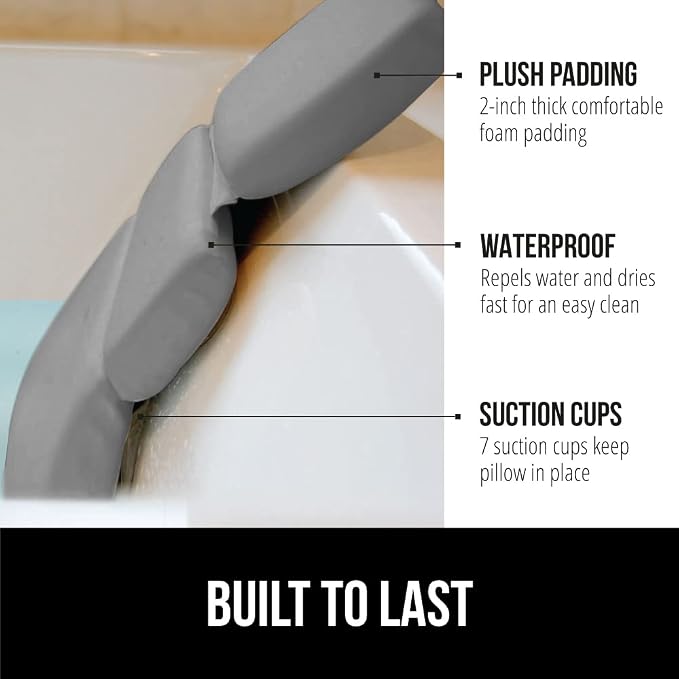 GORILLA GRIP Bath Pillow for Tub, Improved Suction Cups, Luxury Bathtub Pillows - Image 2