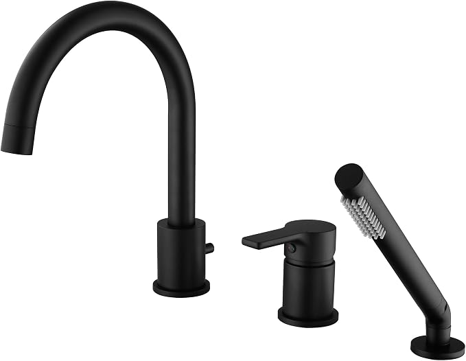 SUMERAIN Matte Black Roman Tub Faucet 3 Holes Deck Mount Bathtub Faucet by SUMERAINFAUCETS