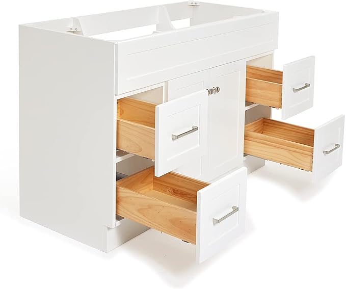 ARIEL Single Sink Bathroom Vanity Base Cabinet in White - Image 4