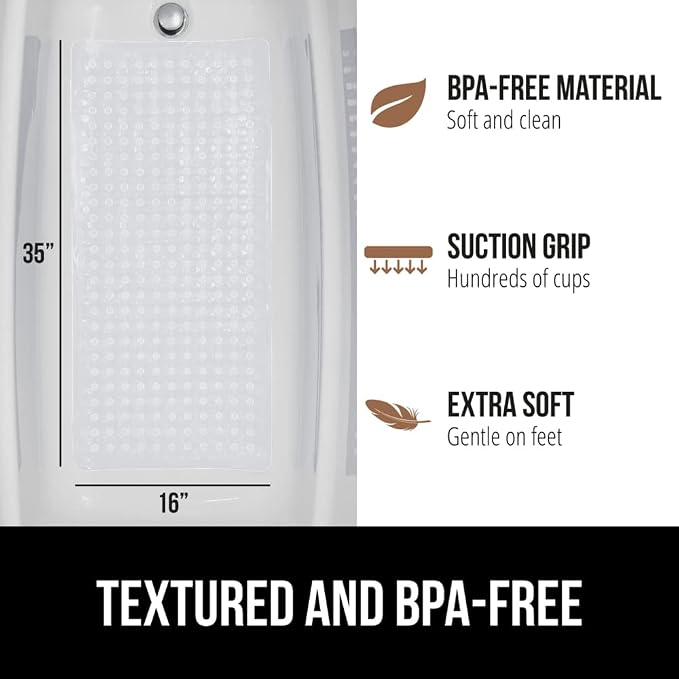 GORILLA GRIP Patented Bath Tub Shower Mat, Machine Washable Bathtub Floor Liner - Image 5