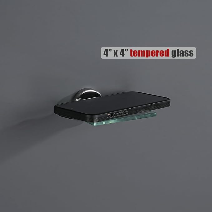 JQK Small Floating Glass Shelves Chrome, 4 Inch Display Ledges - Image 7