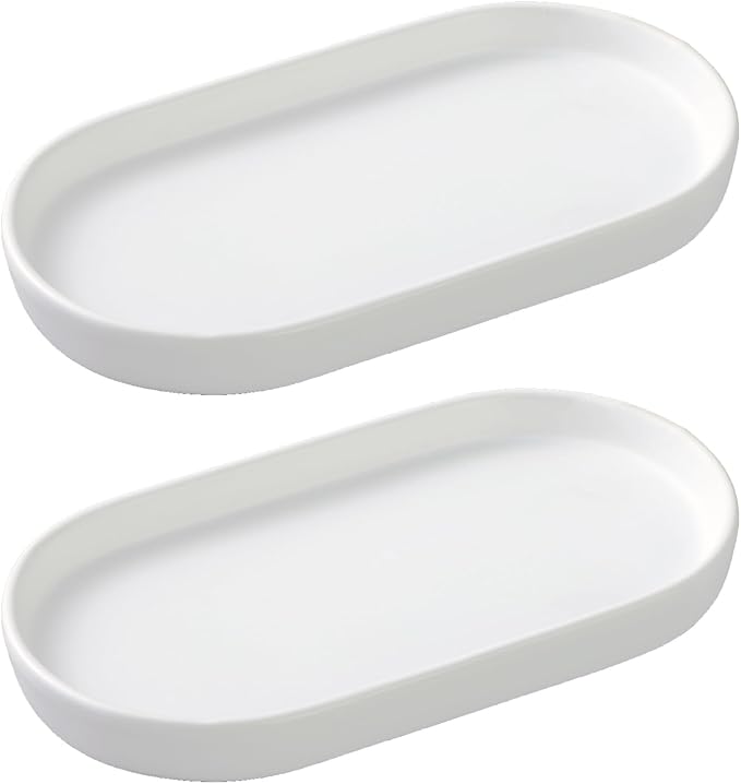 2 Pack White Round Soap Dispenser Tray by Eyrozia