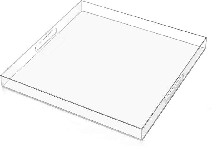 20×20 inches Oversized Clear Acrylic Ottoman Tray Extra Large Decorative Tray by Unknown
