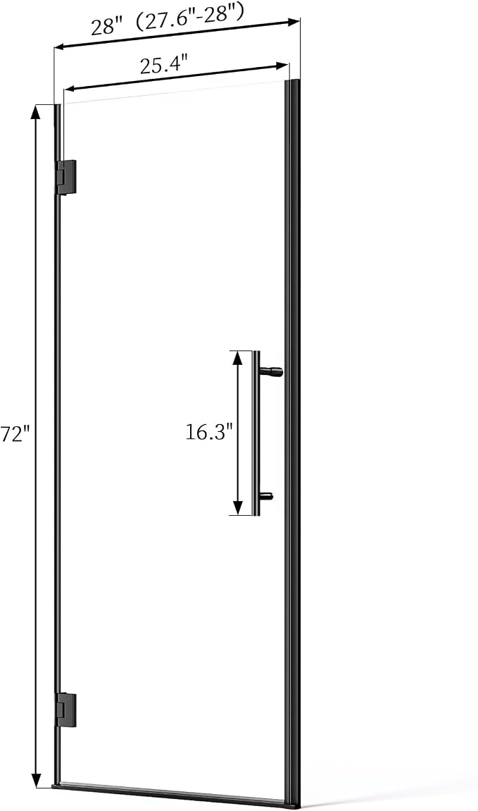 Frameless Hinged Shower Door, Single Swing Shower Panel - Image 8
