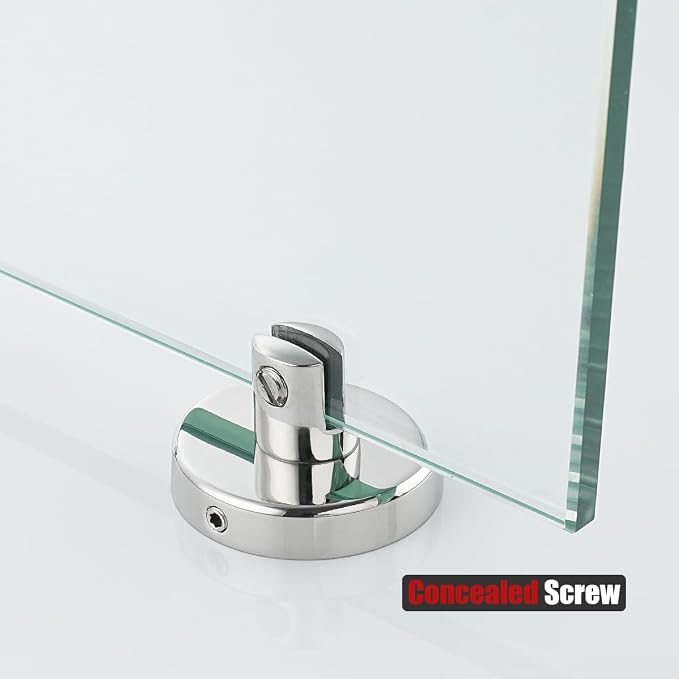 JQK Bathroom Glass Shelf Chrome, Tempered Glass Shower Storage 8 by 5 inches - Image 9