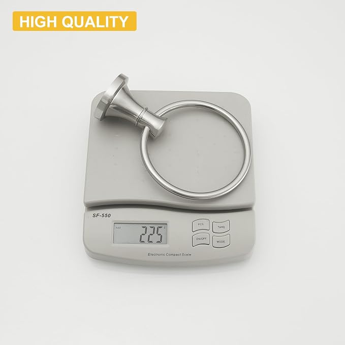 BESy Brushed Nickel Bathroom Hand Towel Ring Towel Holder, Rustproof Wall - Image 7