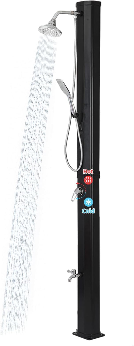 9.3 Gallon Solar Heated Outdoor Shower, 7.2FT Height, 360°Rotating Rainfall + by Nollapo
