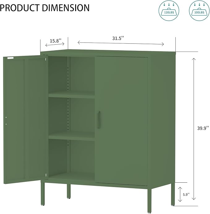 Metal Locker Storage Cabinet, Accent Sideboard Cabinet - Image 3