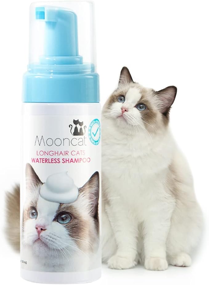Mooncat Waterless Cat Shampoo for Longhair Cats | Licking Safe No-Rinse Dry by Mooncat