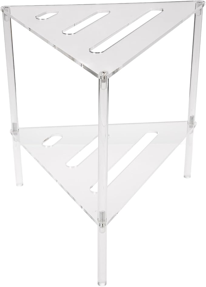 Corner Shower Caddy, 2 Tier Acrylic Bathroom Corner Shelf Clear Standing Shower - Image 8