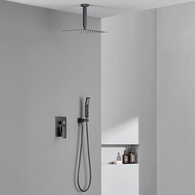 Shower System 12 Inches Rain Shower Combo Set Oil Rubbed Bronze Ceiling Mount - Image 8