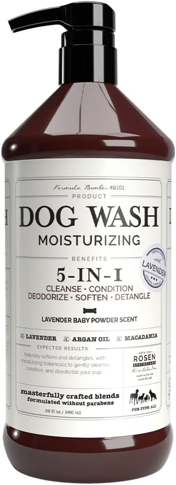 5-in-1 Dog Wash Moisturizing Lavender Shampoo, by Kira Labs 960ml/32fl by ROSENAPOTHECARY