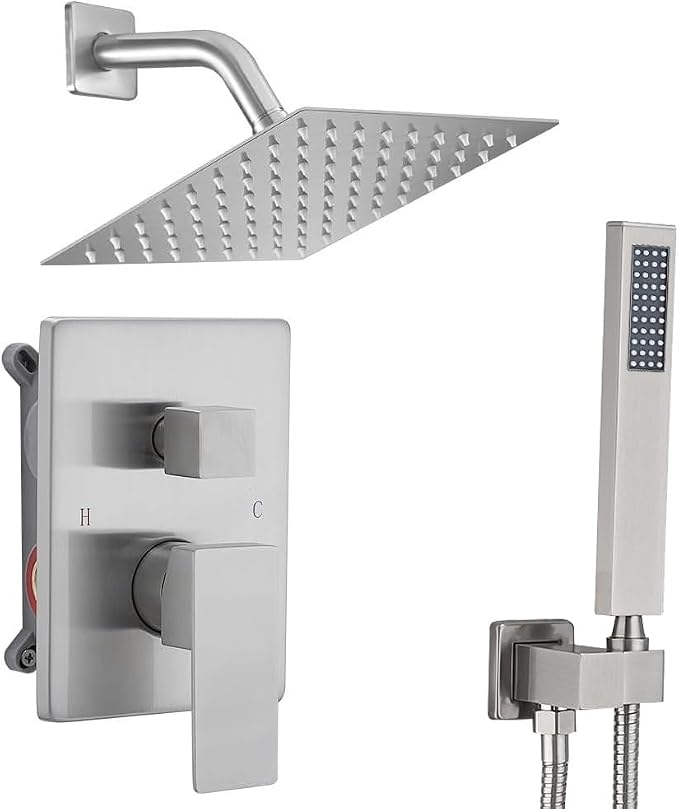 Shower Faucet Set 8 Inch Rainfall Shower Head and Handheld Shower High Pressure by ANNAZOMBATHROOM