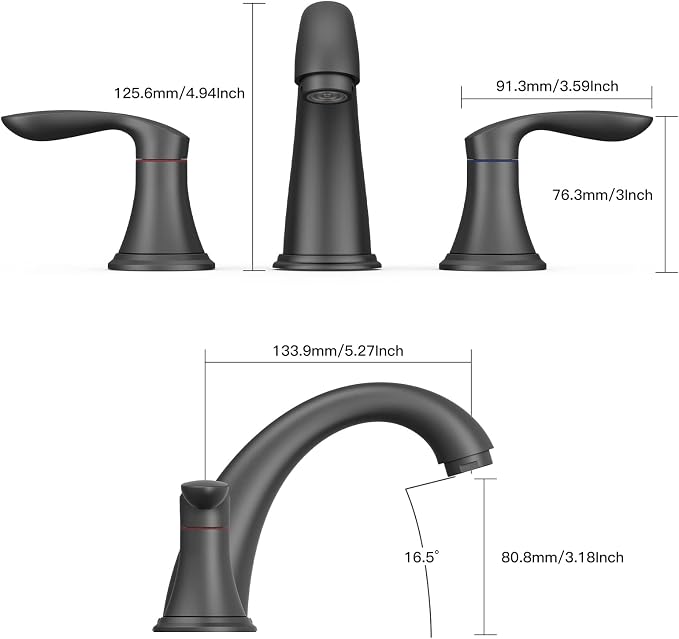 Bathroom Sink Faucet, Faucet for Bathroom Sink, Widespread Matte Black Bathroom - Image 6