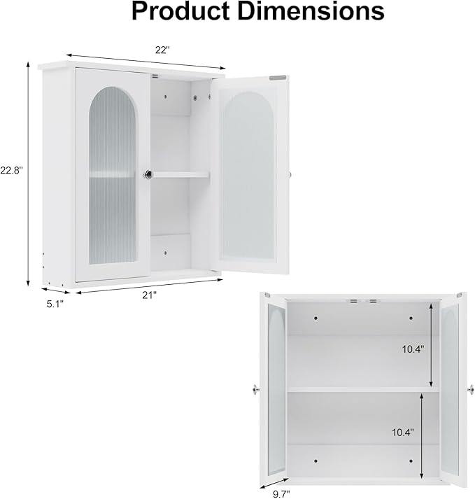White Bathroom Wall Cabinet, Bathroom Cabinet Wall Mounted - Image 2