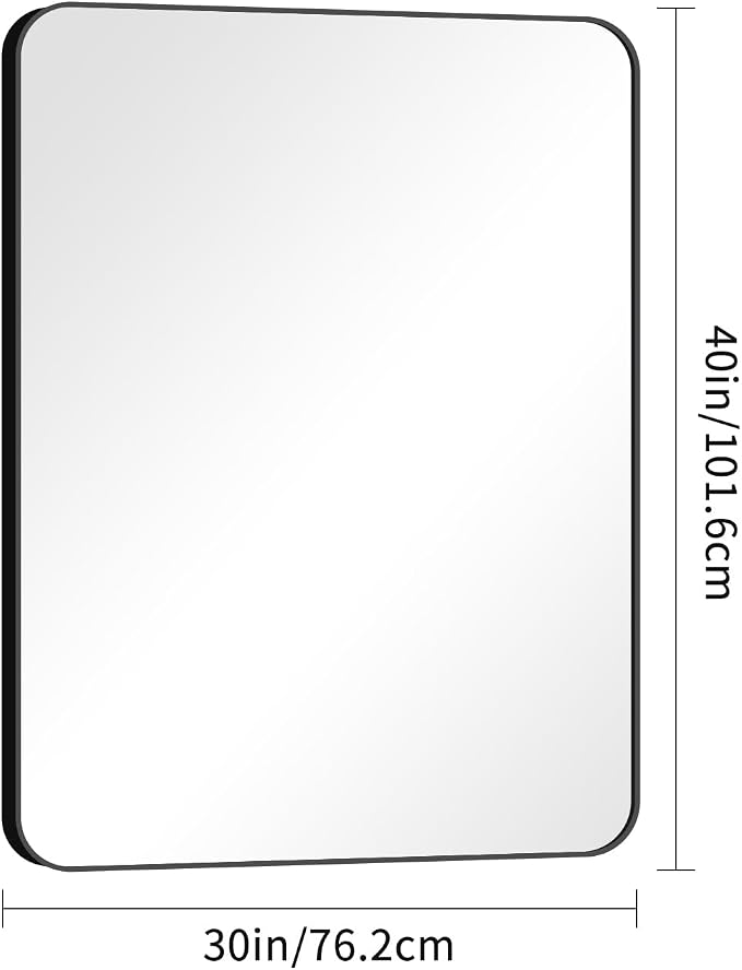 BONEWEI 30x40 inch Bathroom Mirror, Wall Mounted Bathroom Frame Vanity Mirror - Image 7