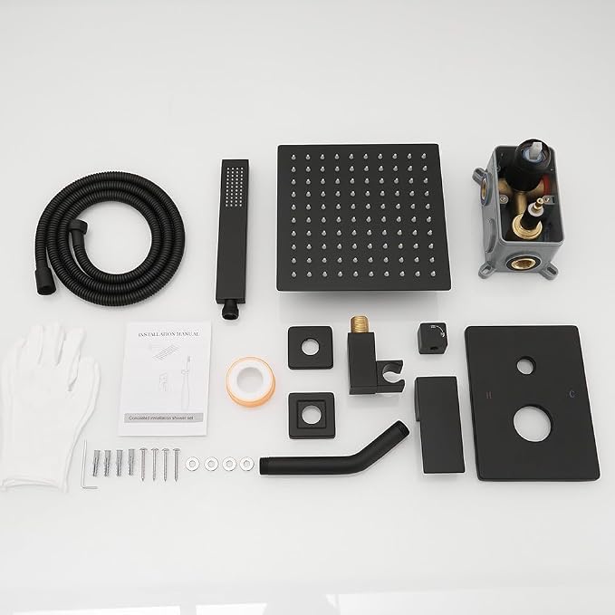 Matte Black Shower System, 8 Inch High Pressure Rain Shower - Image 7