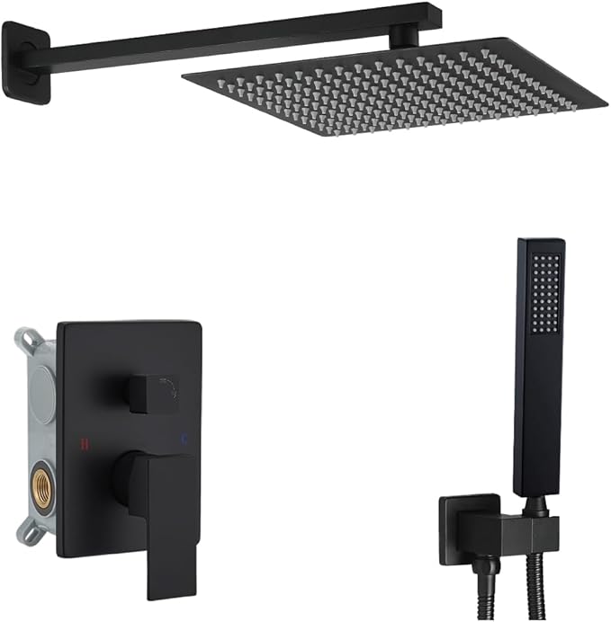 Shower Faucet Set 16 Inch Wall Mount Rain Shower System, All Metal Shower by YCAIKOI