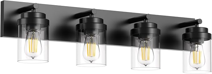 IZORRO Bathroom Vanity Light Fixture, 4-Light 27.5 Inch Matte Black Bathroom - Image 2