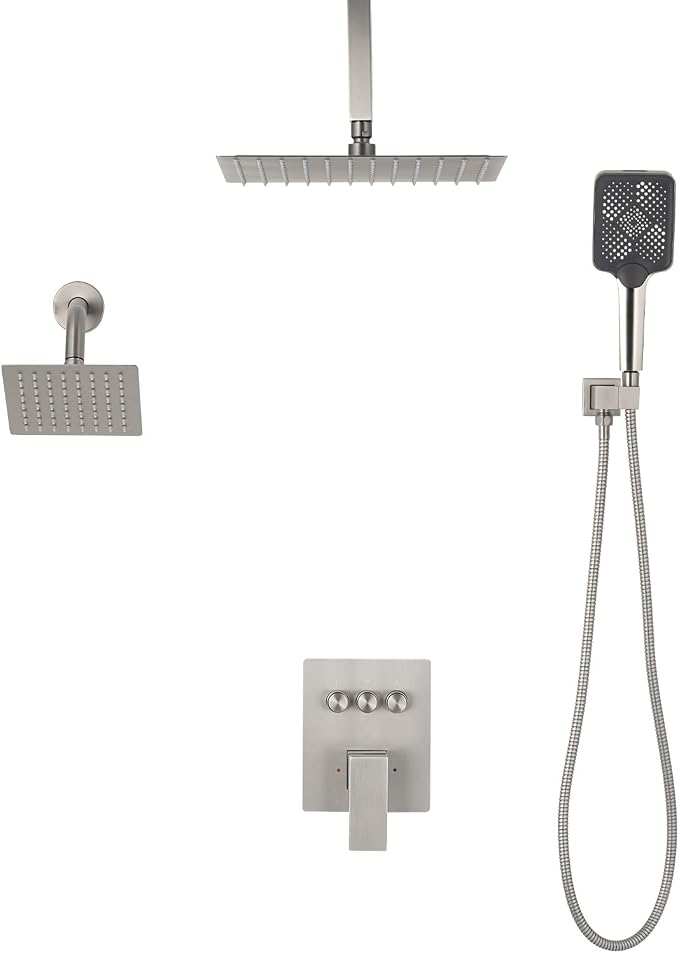 VEVOR Shower Faucet Set, 12 Inch Ceiling Mount Rainfall Shower System - Image 4