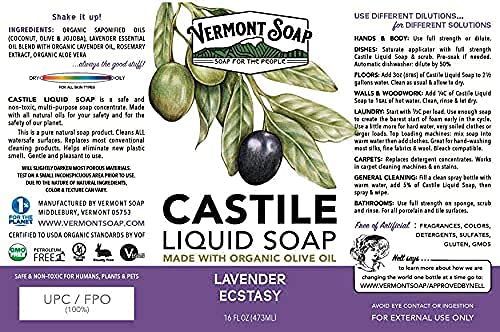 Vermont Castile Soap Lavender, Gentle Liquid Soap - Image 2