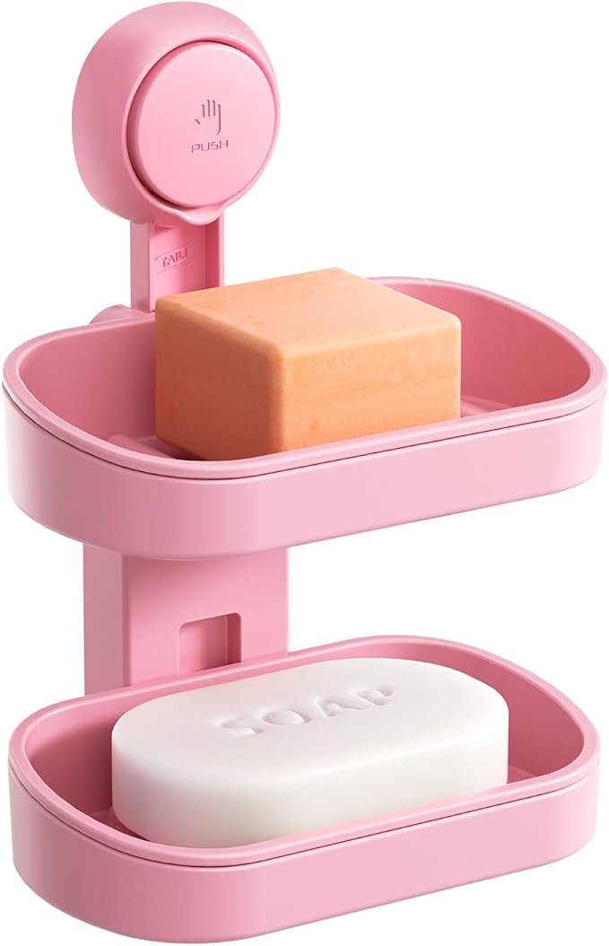 TAILI Double Layer Soap Dish Holder Suction Cup, Strong Sponge Holder by TAILI