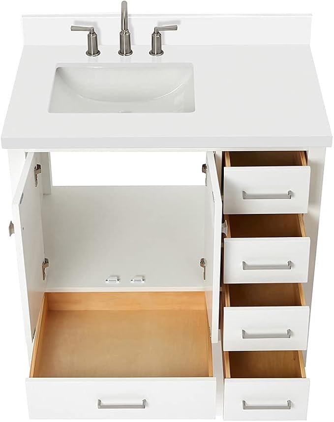 ARIEL Cambridge 37 Inch White Bathroom Vanity - Image 6