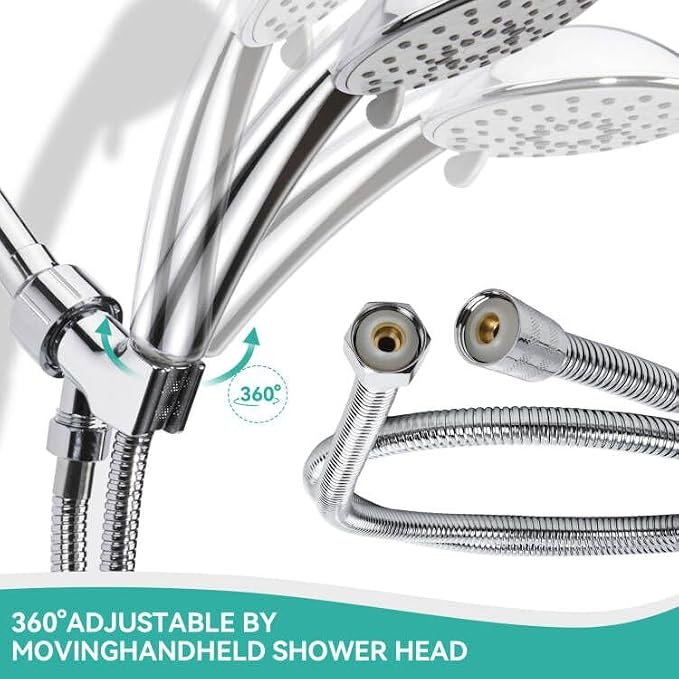 Adjustable Handheld Shower Head Holder and Hose- Premium ABS Bracket- 360 - Image 3