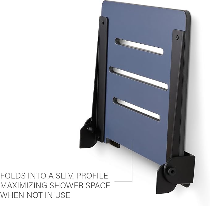 18 inch Silhouette Slimline Folding Wall Mount Shower Bench Seat - Image 11