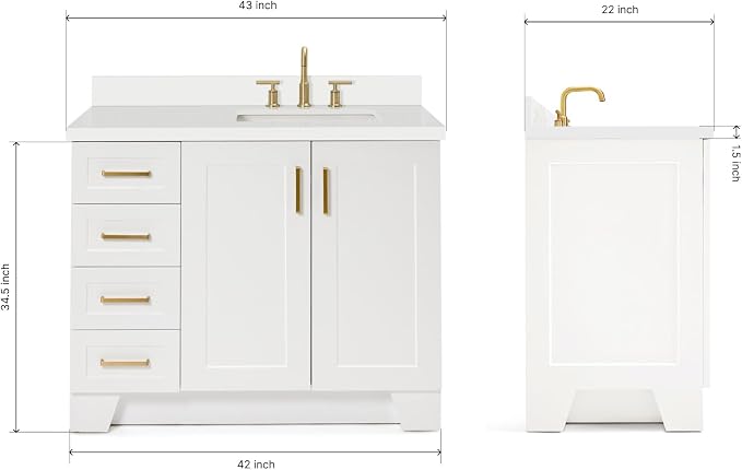 ARIEL 43" White Bathroom Vanity - Image 2