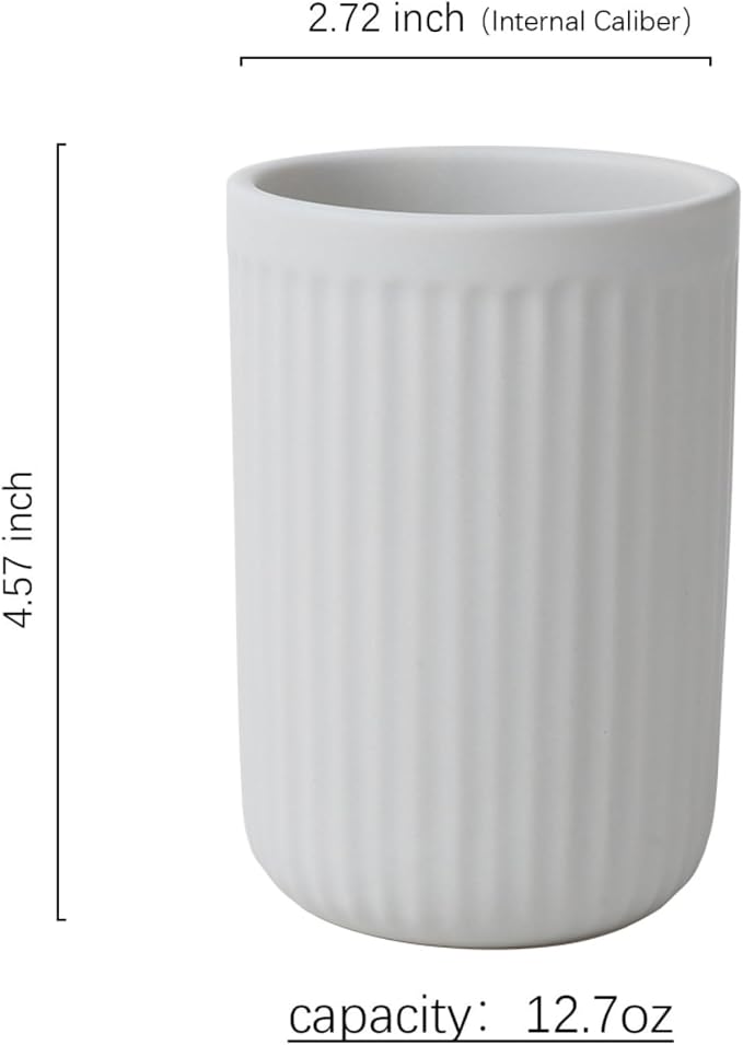 BosilunLife Ceramic Toothbrush Holder - 12oz Bathroom Toothbrush Holder Light - Image 3