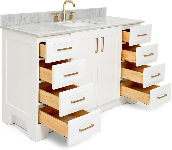 ARIEL 55" White Bathroom Vanity - Image 4
