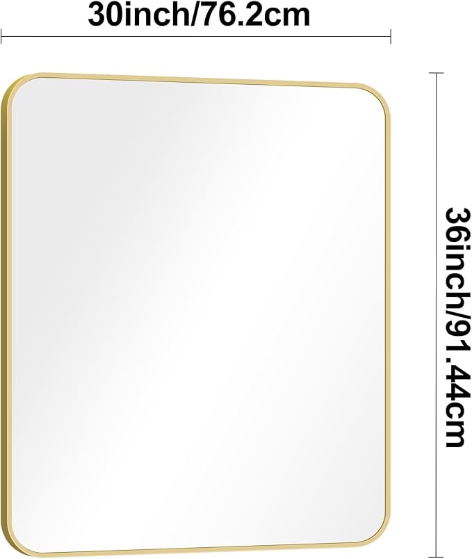 Gold Bathroom Mirror, 30x36 inch Wall Mirror - Image 7